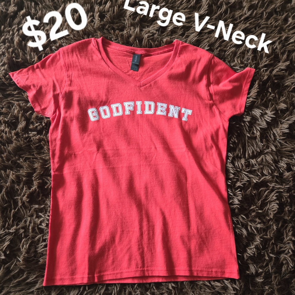 Godfident Red V-Neck Graphic Tee